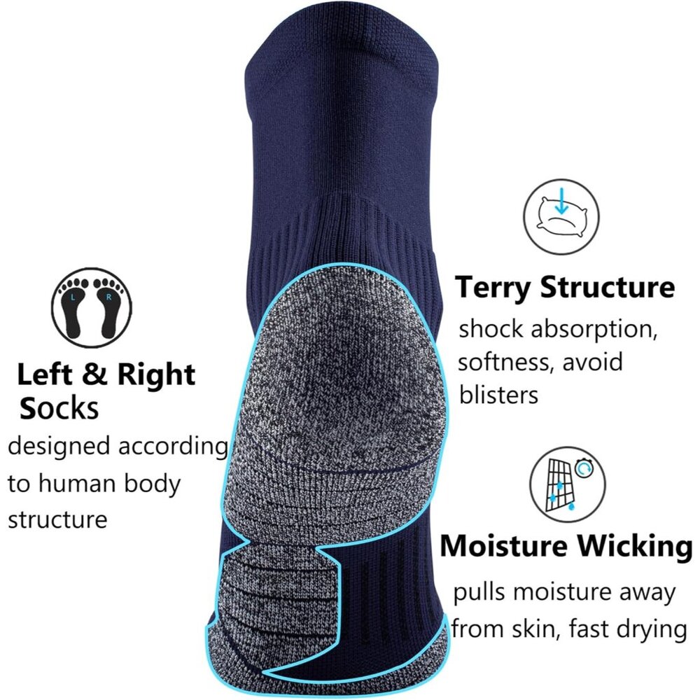 Compression Athletic Quarter Socks Cushioned For … - image 4